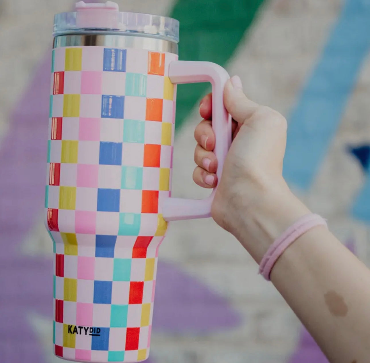 Checkered tumbler with handle | katydid | shop now | Tullyhaize