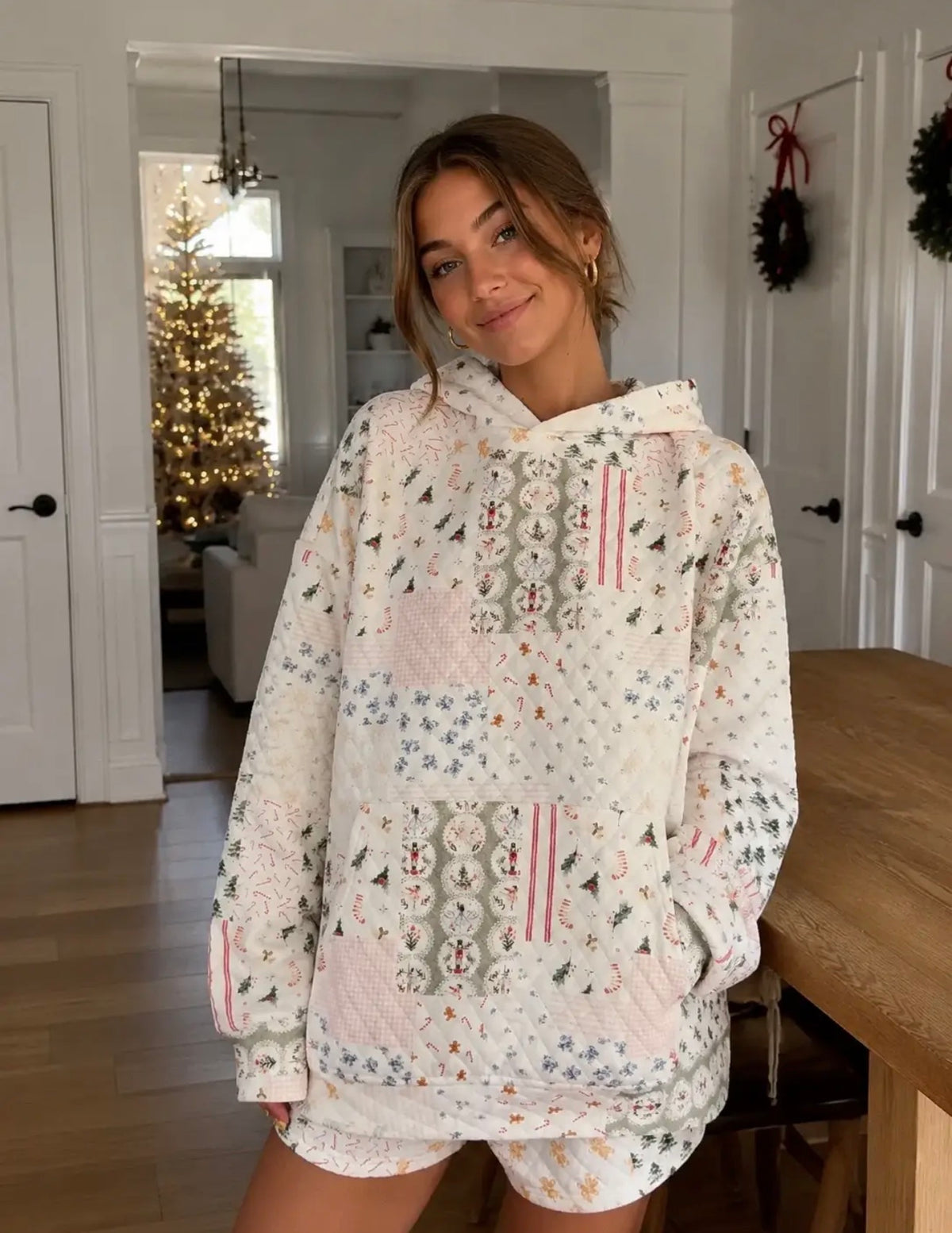 Christmas holiday quilted hoodie | sunkissed coconut | shop now | tullyhaize